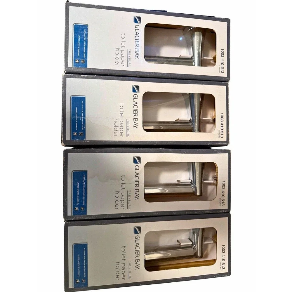 Lot of 4 Glacier Bay Treyburn Toilet Paper Holders Chrome BZ431000CP New